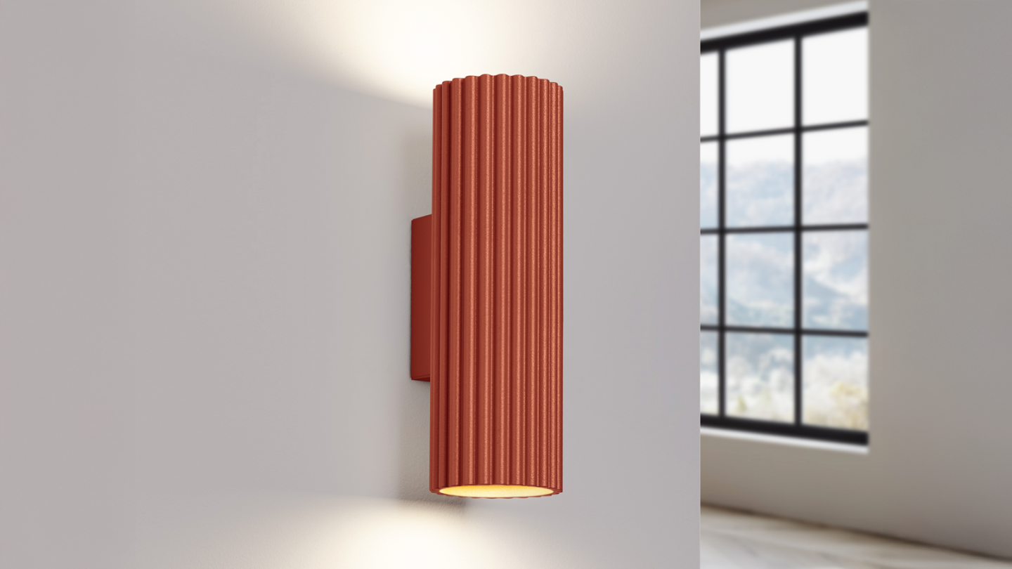 Applique en aluminium cannelé 20 cm terracotta - Karbon