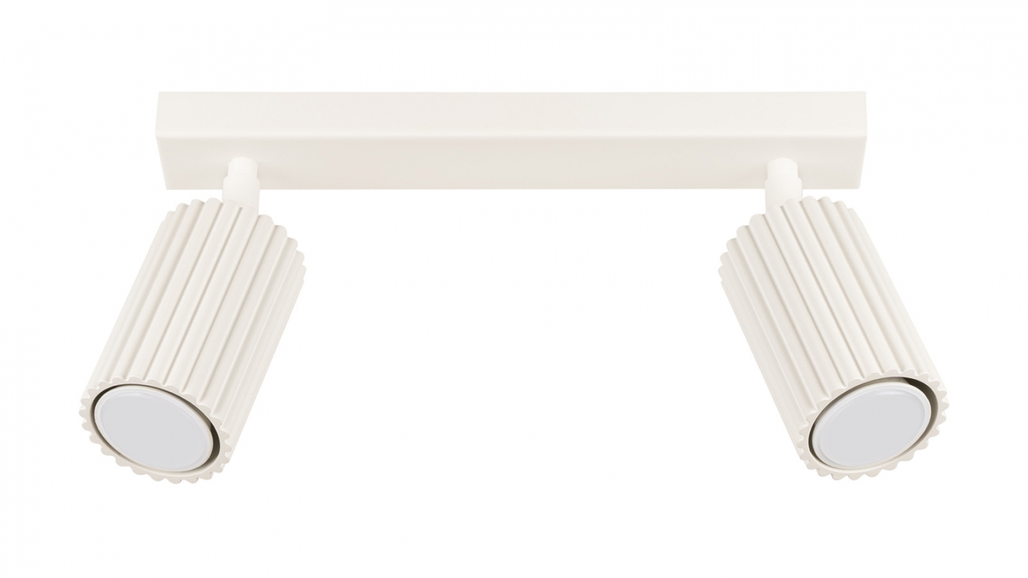 Plafonnier linéaire en aluminium cannelé 2 ampoules beige - Karbon