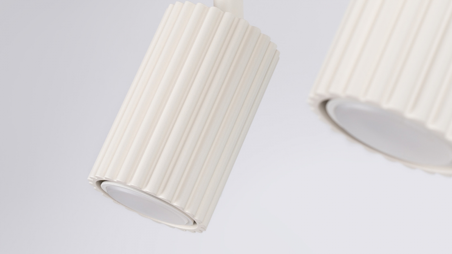 Plafonnier linéaire en aluminium cannelé 2 ampoules beige - Karbon