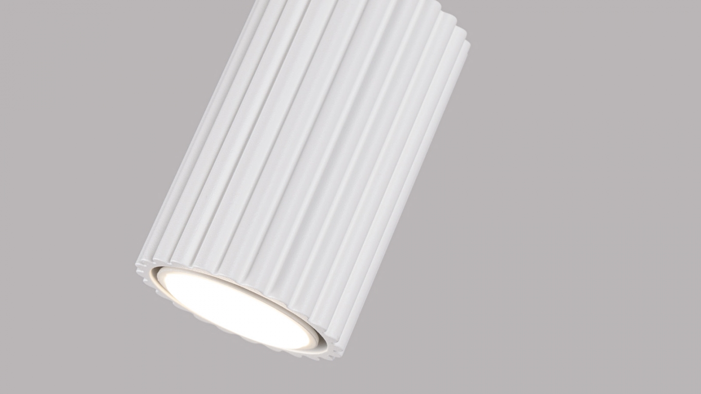 Plafonnier linéaire en aluminium cannelé 2 ampoules blanc - Karbon