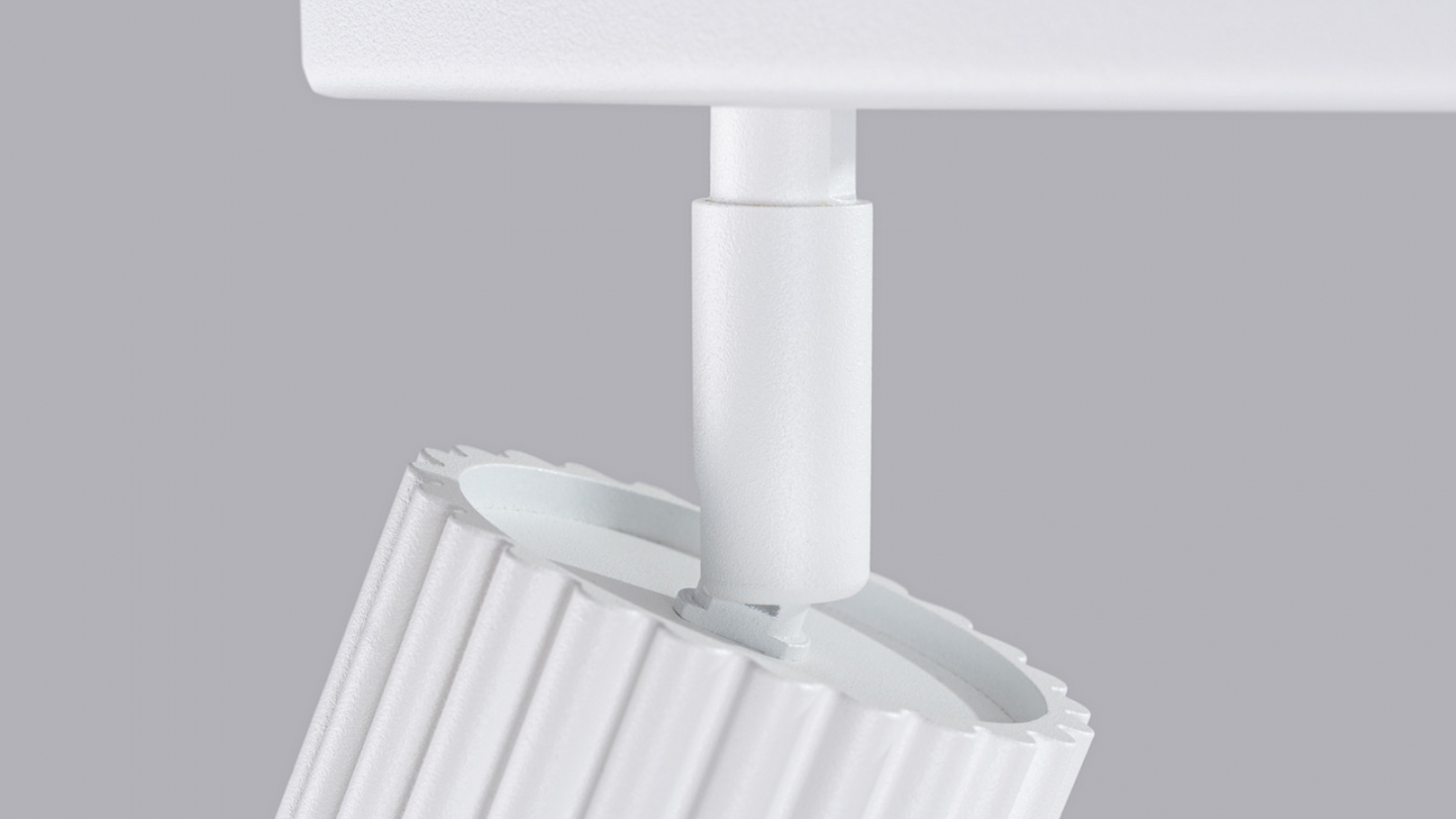 Plafonnier linéaire en aluminium cannelé 2 ampoules blanc - Karbon