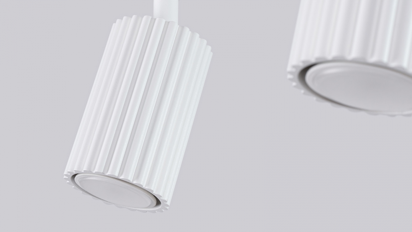 Plafonnier linéaire en aluminium cannelé 2 ampoules blanc - Karbon