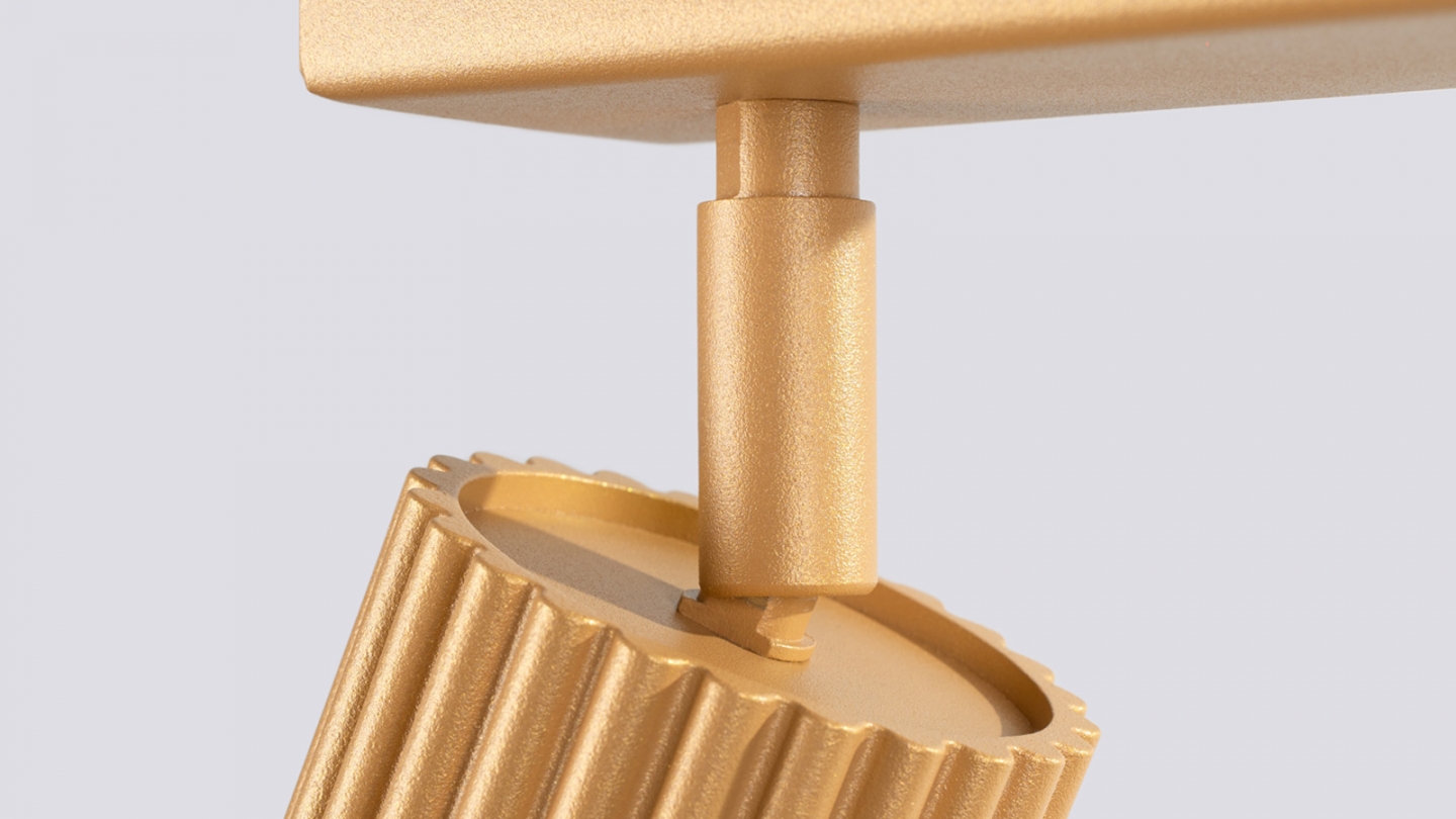 Plafonnier linéaire en aluminium cannelé 2 ampoules or - Karbon