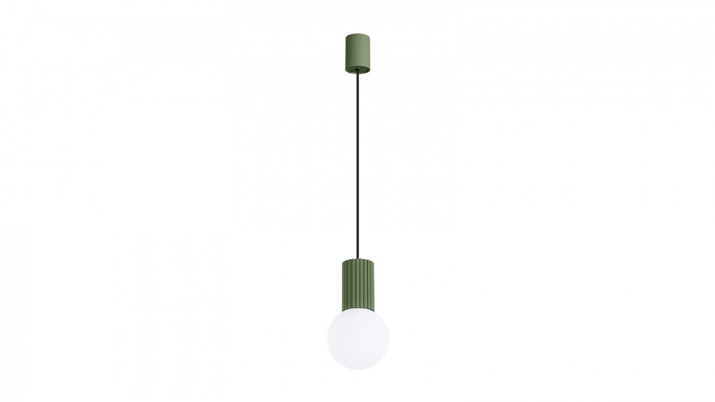 Suspension en aluminium cannelé vert olive - Halo