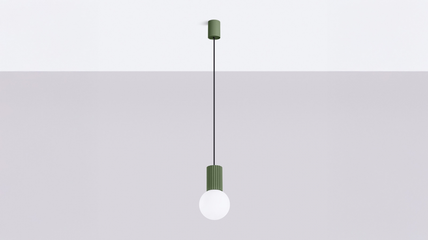 Suspension en aluminium cannelé vert olive - Halo