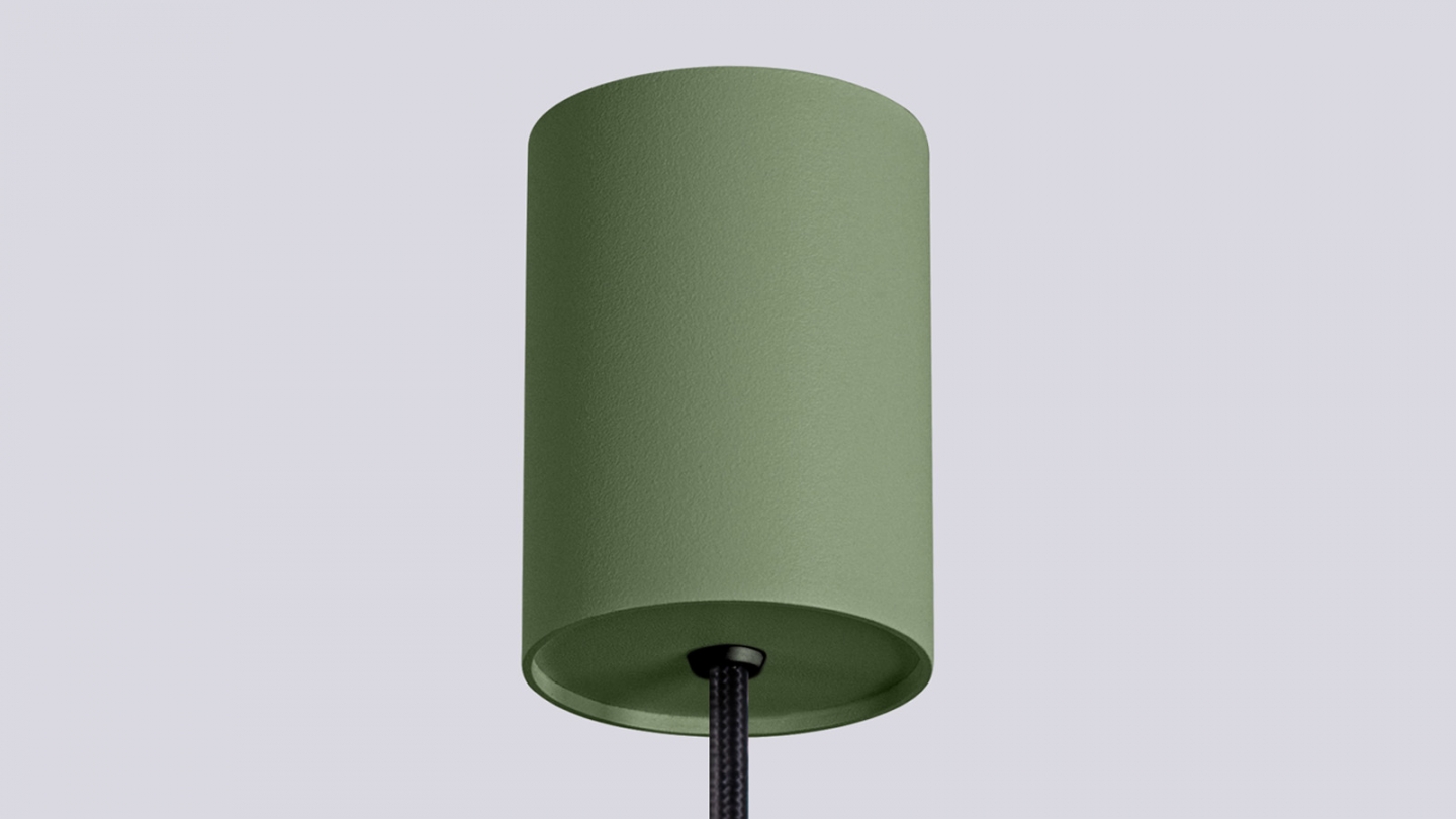 Suspension en aluminium cannelé vert olive - Halo