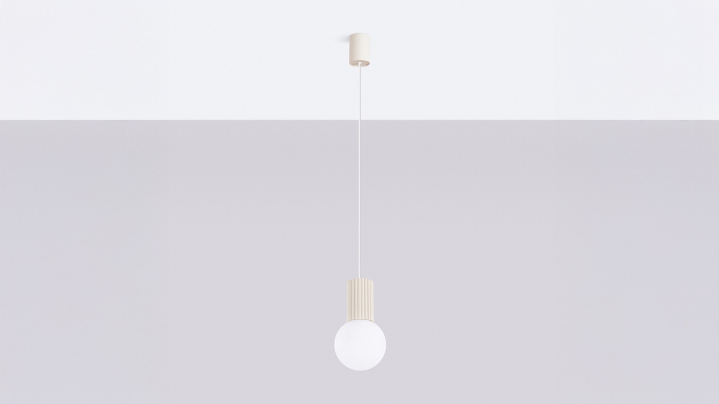 Suspension en aluminium cannelé beige - Halo