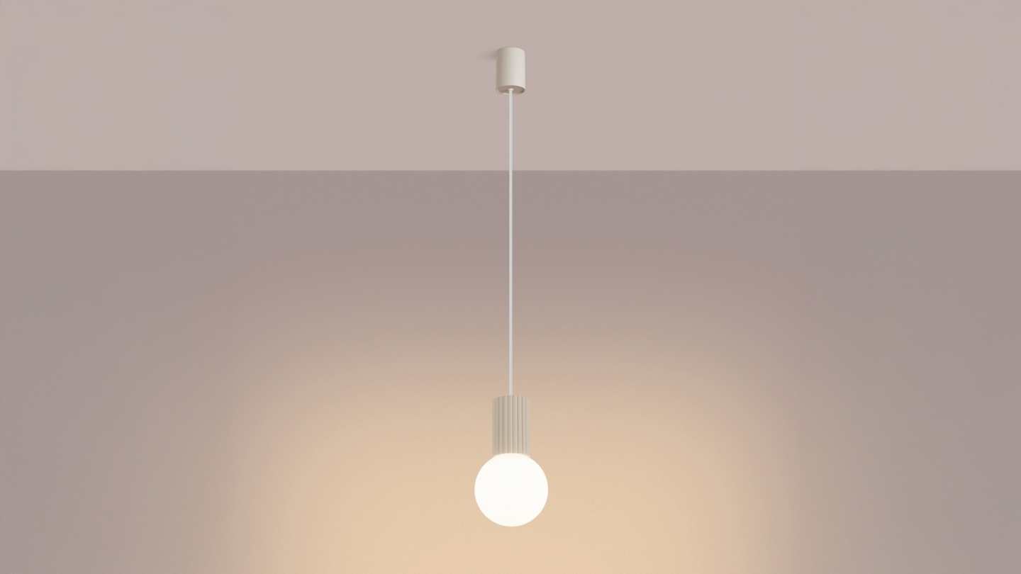 Suspension en aluminium cannelé beige - Halo