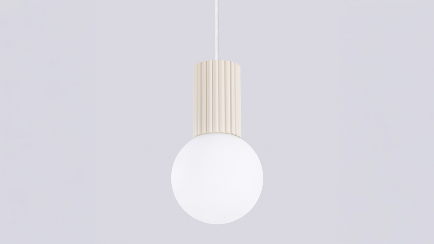 Suspension en aluminium cannelé beige - Halo