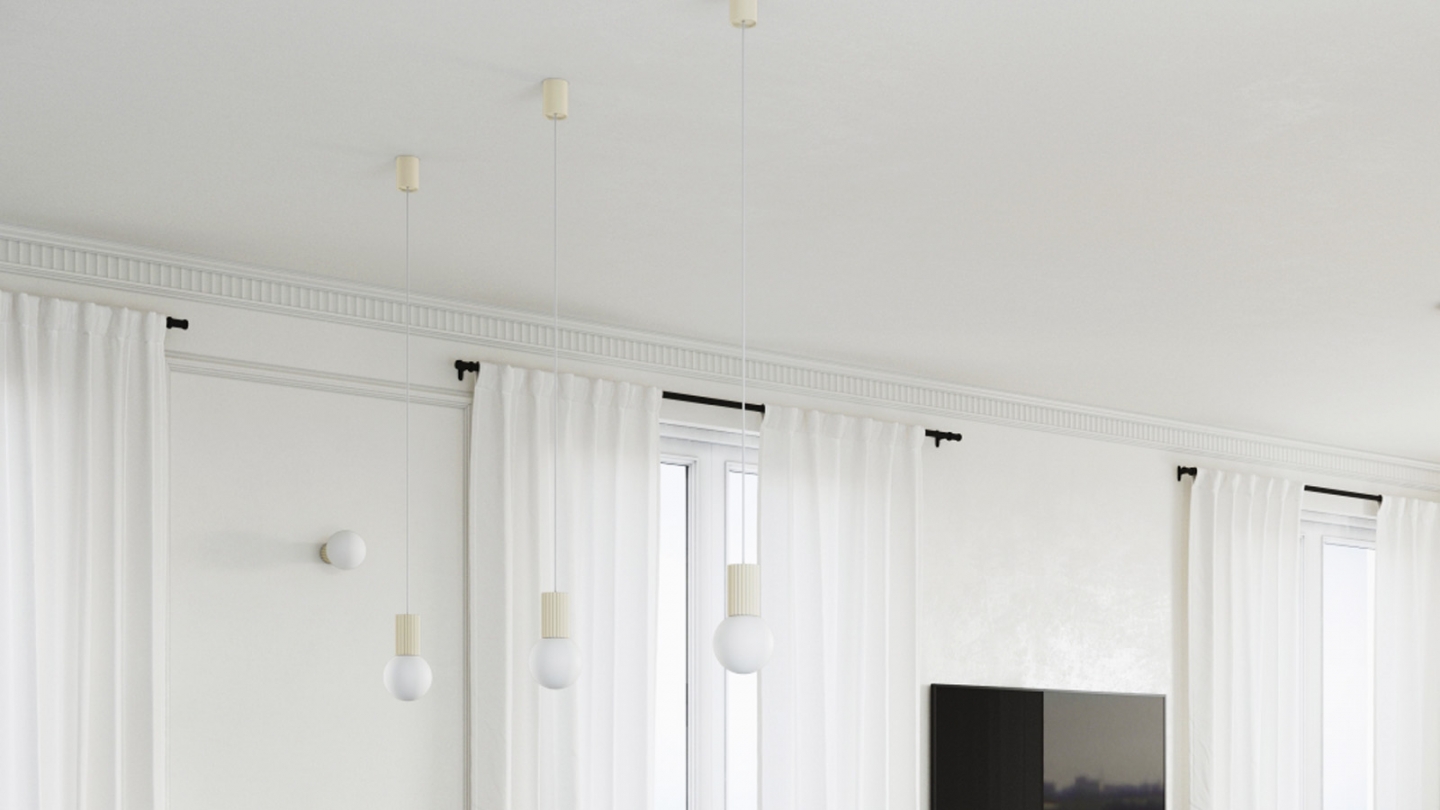 Suspension en aluminium cannelé beige - Halo