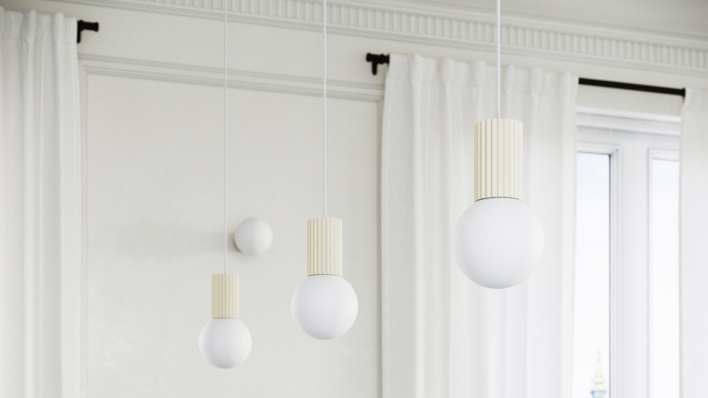 Suspension en aluminium cannelé beige - Halo