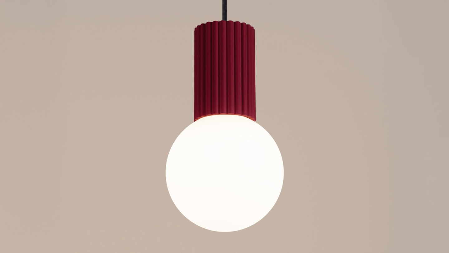 Suspension en aluminium cannelé bordeaux - Halo
