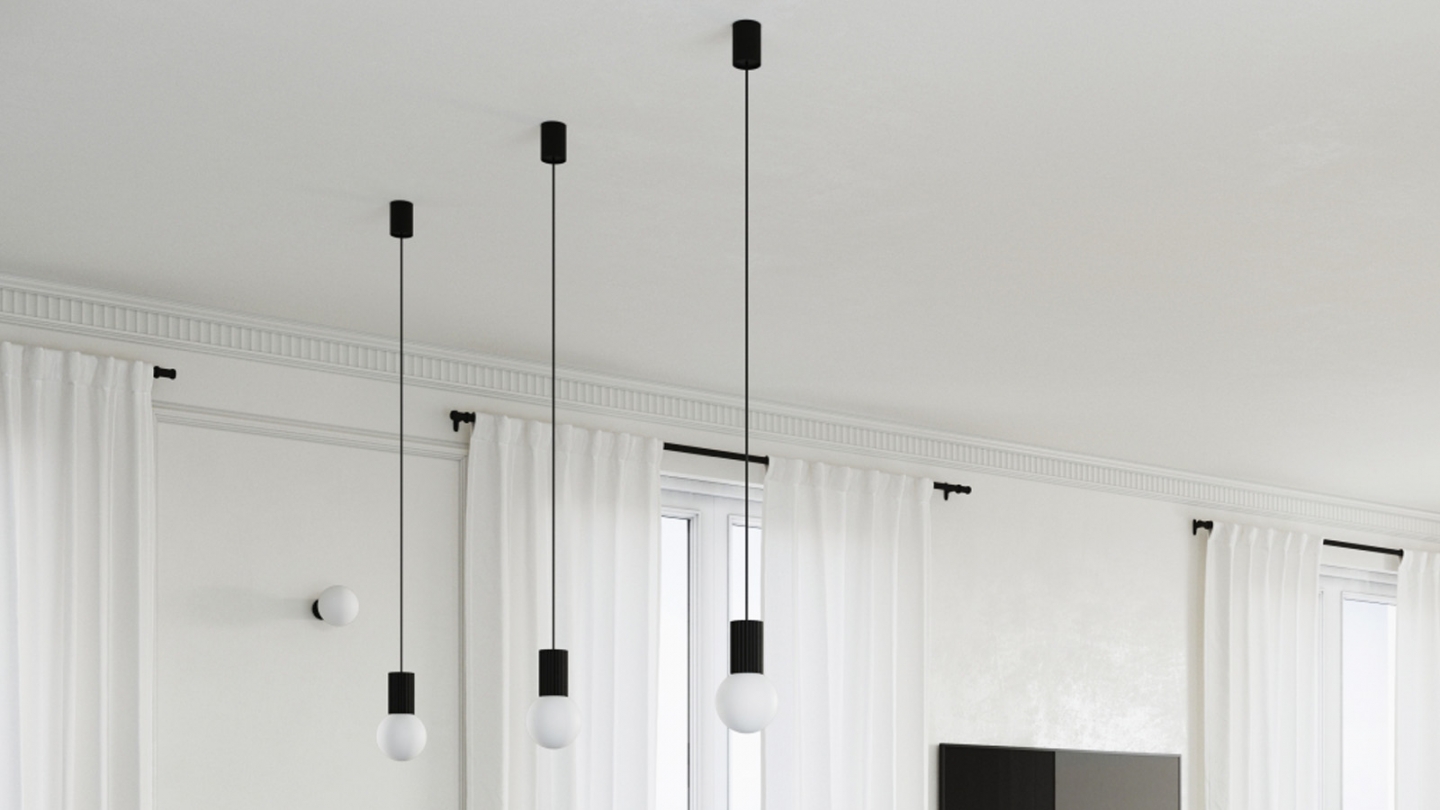 Suspension en aluminium cannelé noir - Halo