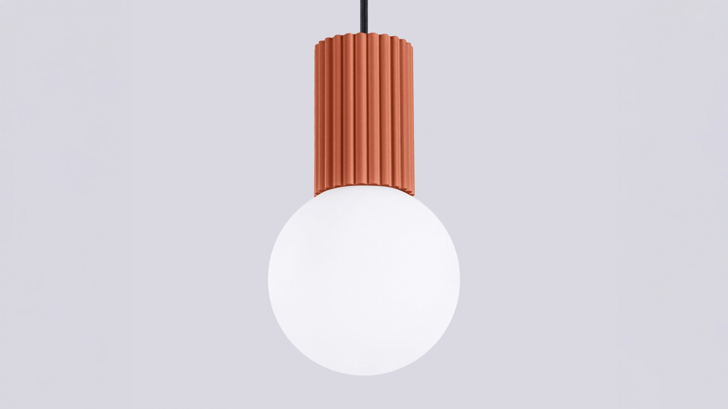 Suspension en aluminium cannelé terracotta - Halo