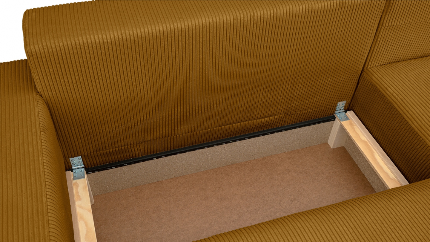 Canapé d'angle droit convertible 3 places en velours côtelé jaune moutarde - Sonny Canapé d'angle droit convertible 3 places en velours côtelé jaune moutarde - Sonny