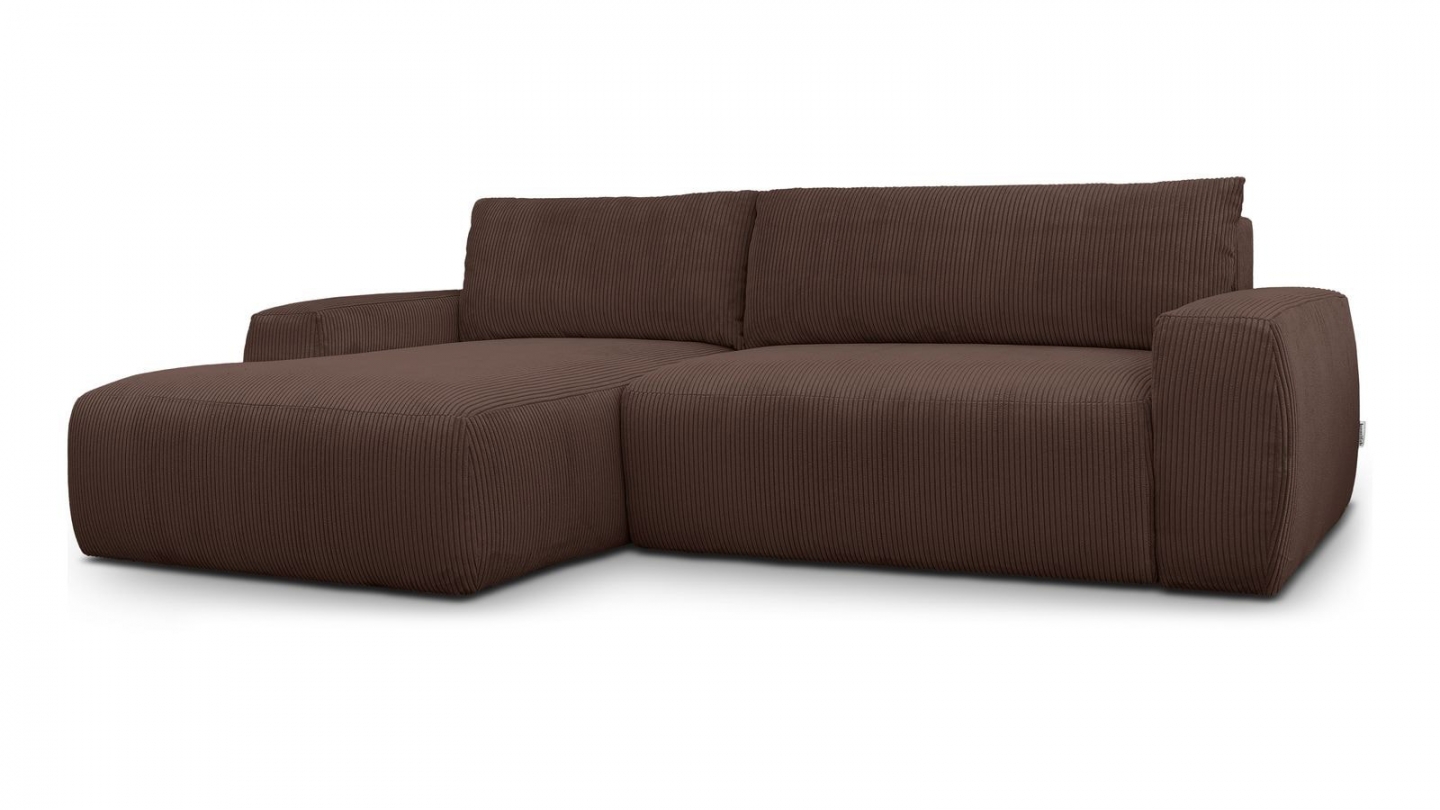 Canapé d'angle gauche convertible 3 places en velours côtelé moka - Sonny Canapé d'angle gauche convertible 3 places en velours côtelé moka - Sonny