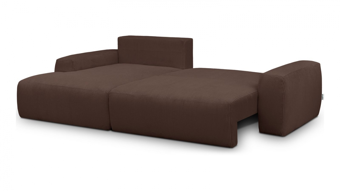 Canapé d'angle gauche convertible 3 places en velours côtelé moka - Sonny Canapé d'angle gauche convertible 3 places en velours côtelé moka - Sonny