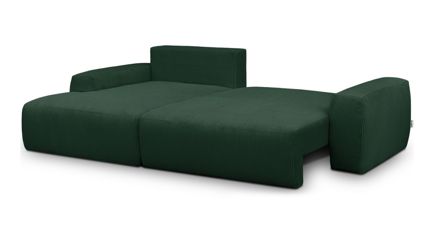 Canapé d'angle gauche convertible 3 places en velours côtelé vert - Sonny Canapé d'angle gauche convertible 3 places en velours côtelé vert - Sonny