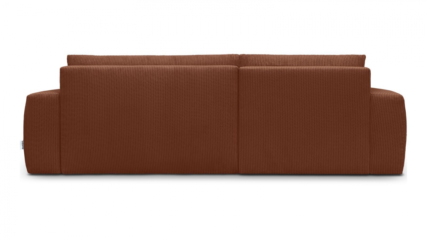 Canapé d'angle gauche convertible 3 places en velours côtelé rouille - Sonny Canapé d'angle gauche convertible 3 places en velours côtelé rouille - Sonny