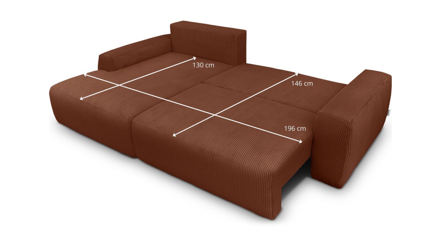 Canapé d'angle gauche convertible 3 places en velours côtelé rouille - Sonny Canapé d'angle gauche convertible 3 places en velours côtelé rouille - Sonny