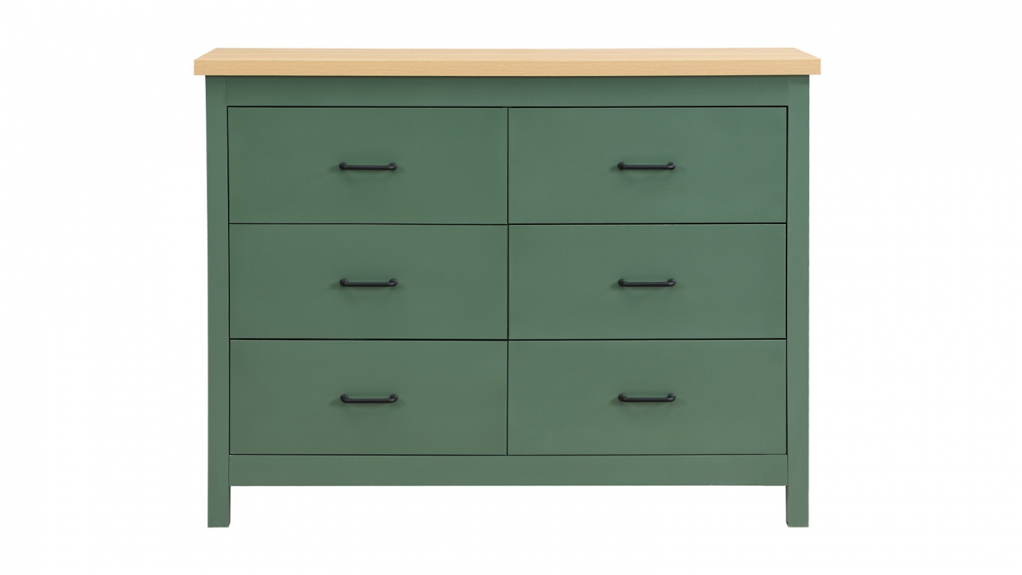 Commode 6 titoirs verte 120 cm - Sana