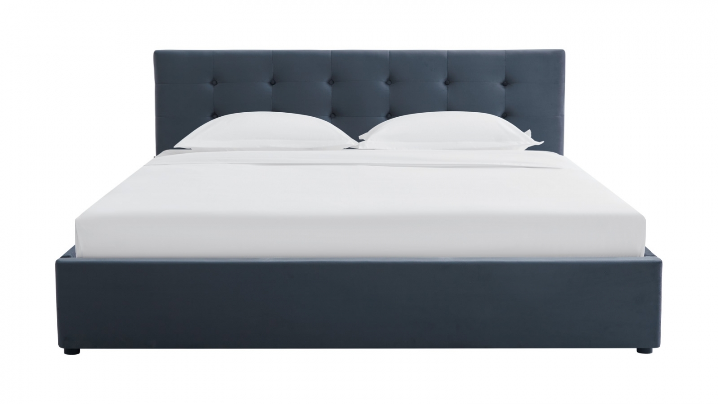Ensemble Lit coffre adulte 160x200cm avec tête de lit en velours gris foncé - Tina + Matelas mémoire de forme - Memo HR Ensemble Lit coffre adulte 160x200cm avec tête de lit en velours gris foncé - Tina + Matelas mémoire de forme - Memo HR
