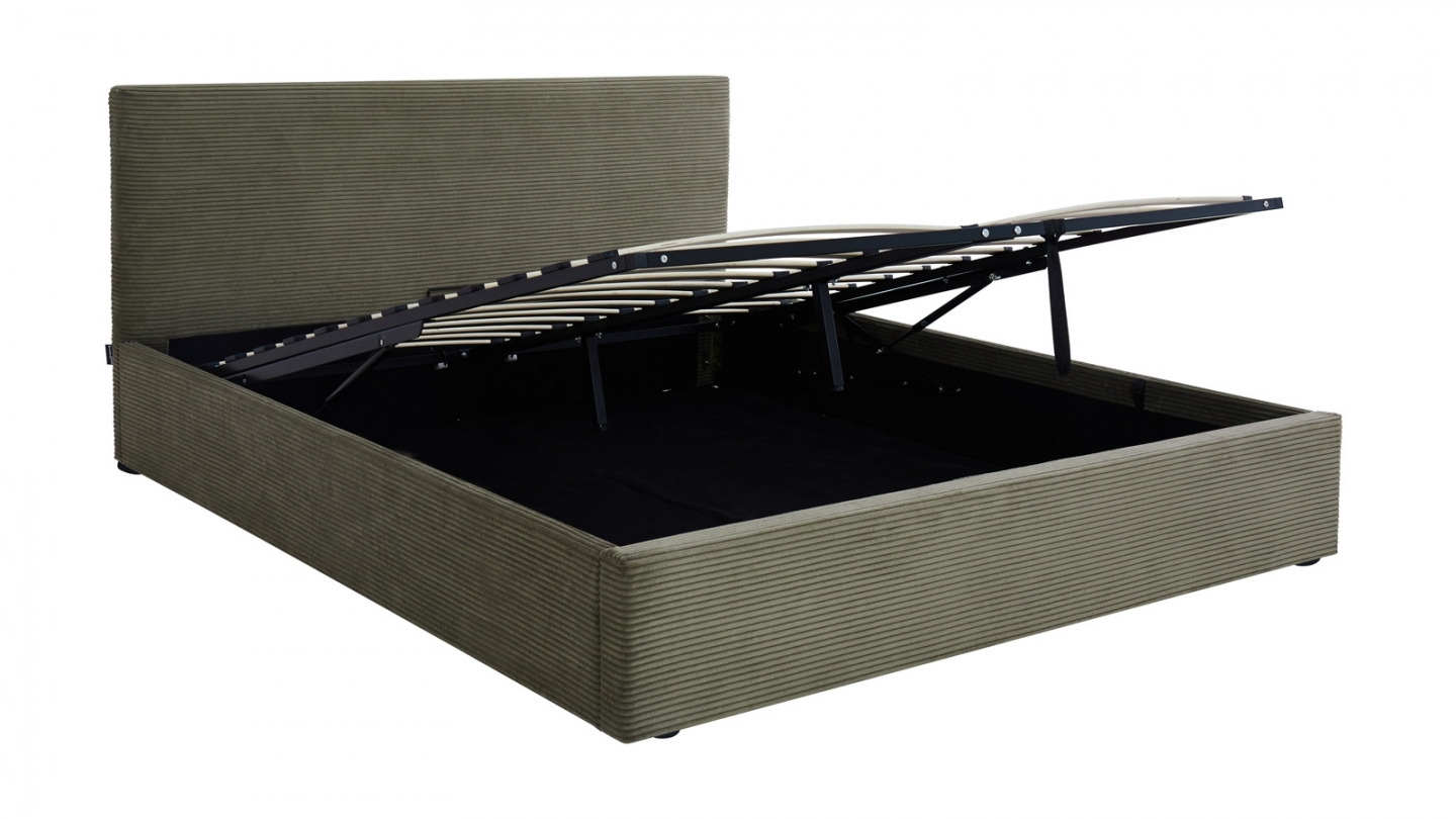 Ensemble Lit coffre adulte 160x200cm avec tête de lit en velours côtelé vert - Tina + Matelas mémoire de forme - Memo HR Ensemble Lit coffre adulte 160x200cm avec tête de lit en velours côtelé vert - Tina + Matelas mémoire de forme - Memo HR