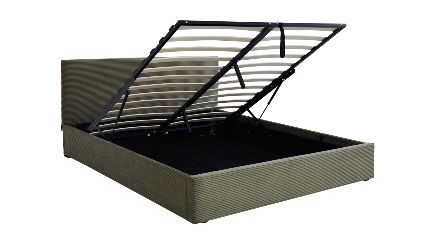Ensemble Lit coffre adulte 160x200cm avec tête de lit en velours côtelé vert - Tina + Matelas mémoire de forme - Memo HR Ensemble Lit coffre adulte 160x200cm avec tête de lit en velours côtelé vert - Tina + Matelas mémoire de forme - Memo HR