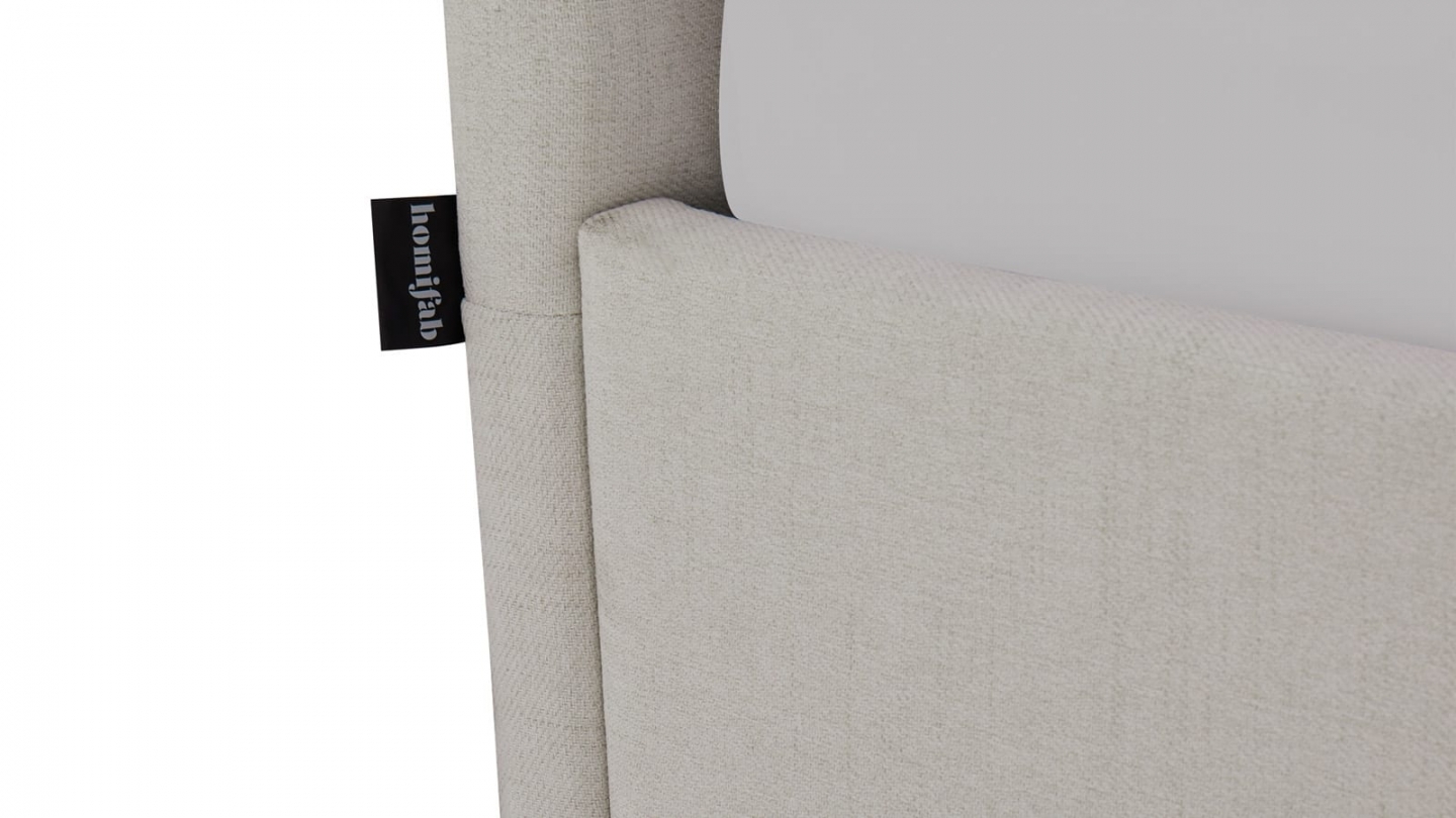 Ensemble Lit coffre adulte 140x190cm avec tête de lit en tissu beige - Tina + Matelas mémoire de forme - Memo HR
