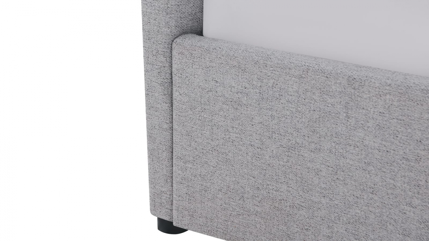 Ensemble Lit coffre adulte 140x190cm avec tête de lit en tissu gris - Tina + Matelas mémoire de forme - Memo HR