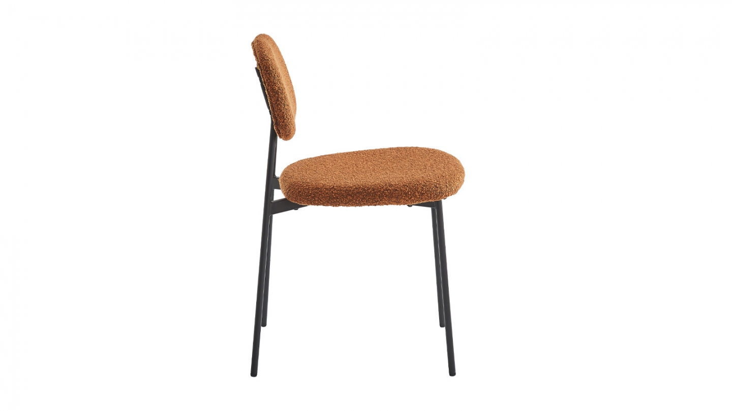 Lot de 4 chaises en tissu bouclé rouille - Lorie