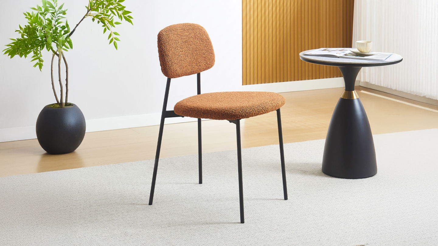 Lot de 4 chaises en tissu bouclé rouille - Lorie
