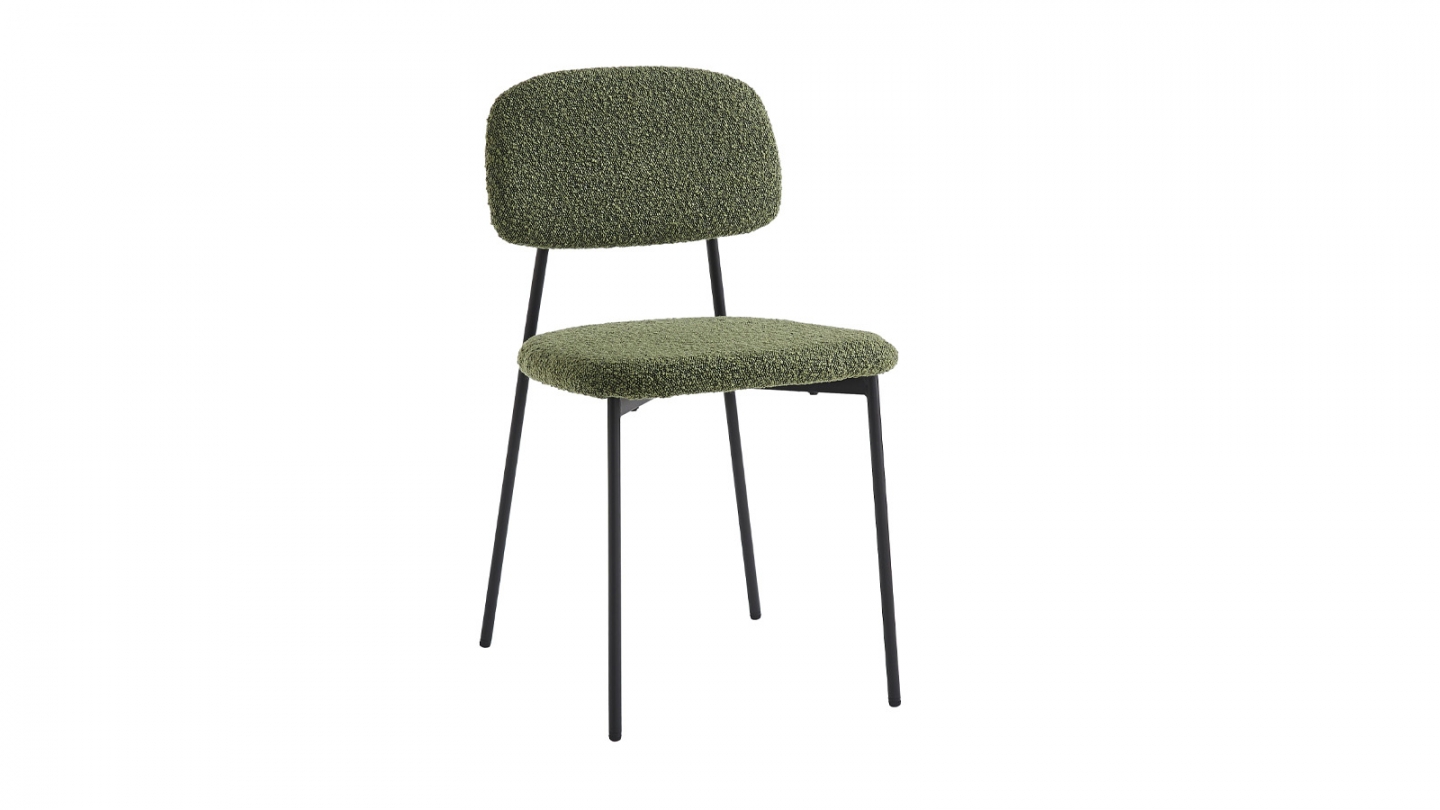 Lot de 4 chaises en tissu bouclé vert - Lorie