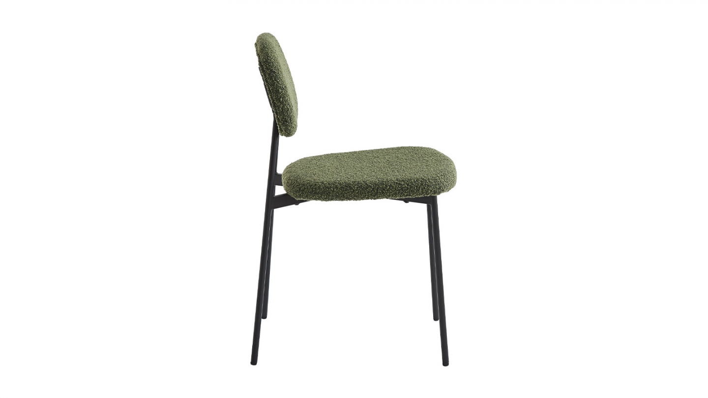 Lot de 4 chaises en tissu bouclé vert - Lorie