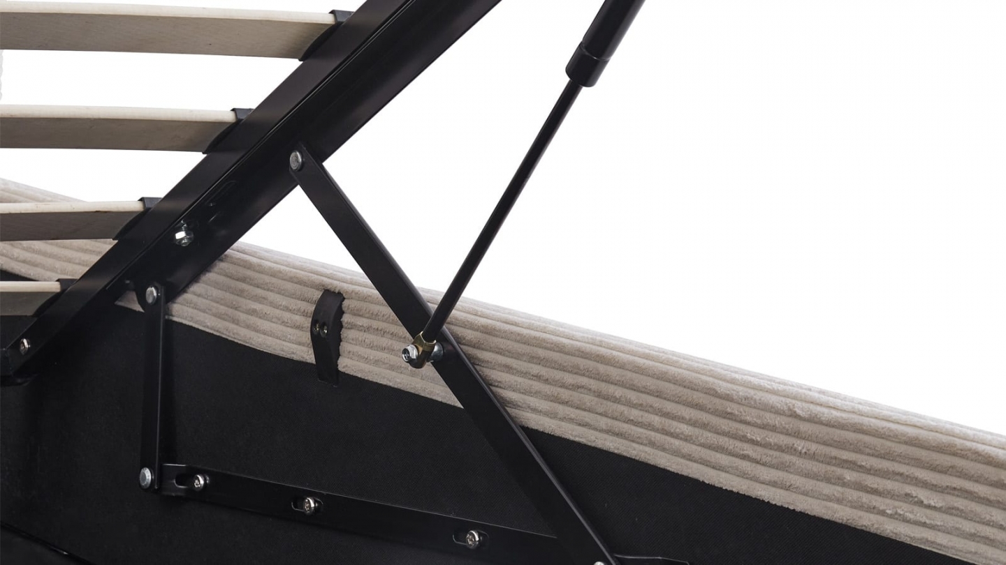 Ensemble Lit coffre adulte 180x200cm avec tête de lit en velours côtelé beige - Tina + Matelas mémoire de forme - Memo HR Ensemble Lit coffre adulte 180x200cm avec tête de lit en velours côtelé beige - Tina + Matelas mémoire de forme - Memo HR