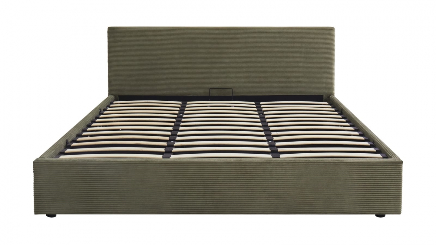 Ensemble Lit coffre adulte 180x200cm avec tête de lit en velours côtelé vert - Tina + Matelas mémoire de forme - Memo HR Ensemble Lit coffre adulte 180x200cm avec tête de lit en velours côtelé vert - Tina + Matelas mémoire de forme - Memo HR