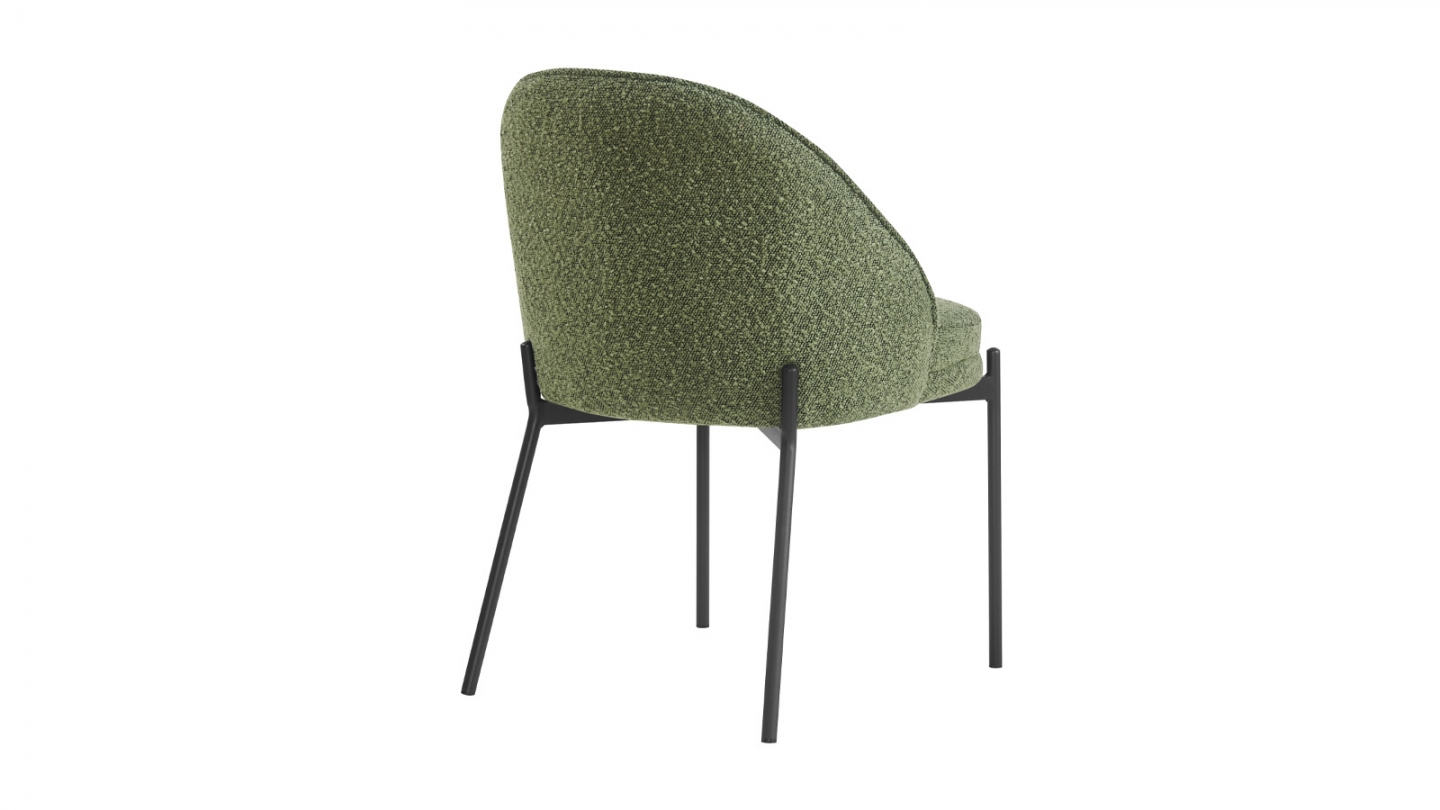 Lot de 2 chaises en tissu bouclé vert - Cloé Lot de 2 chaises en tissu bouclé vert - Cloé