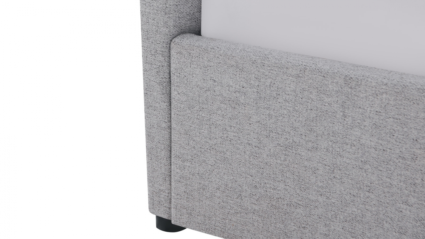 Ensemble Lit coffre adulte 90x190cm avec tête de lit en tissu gris - Tina + Matelas ressorts ensachés - Spring Elite