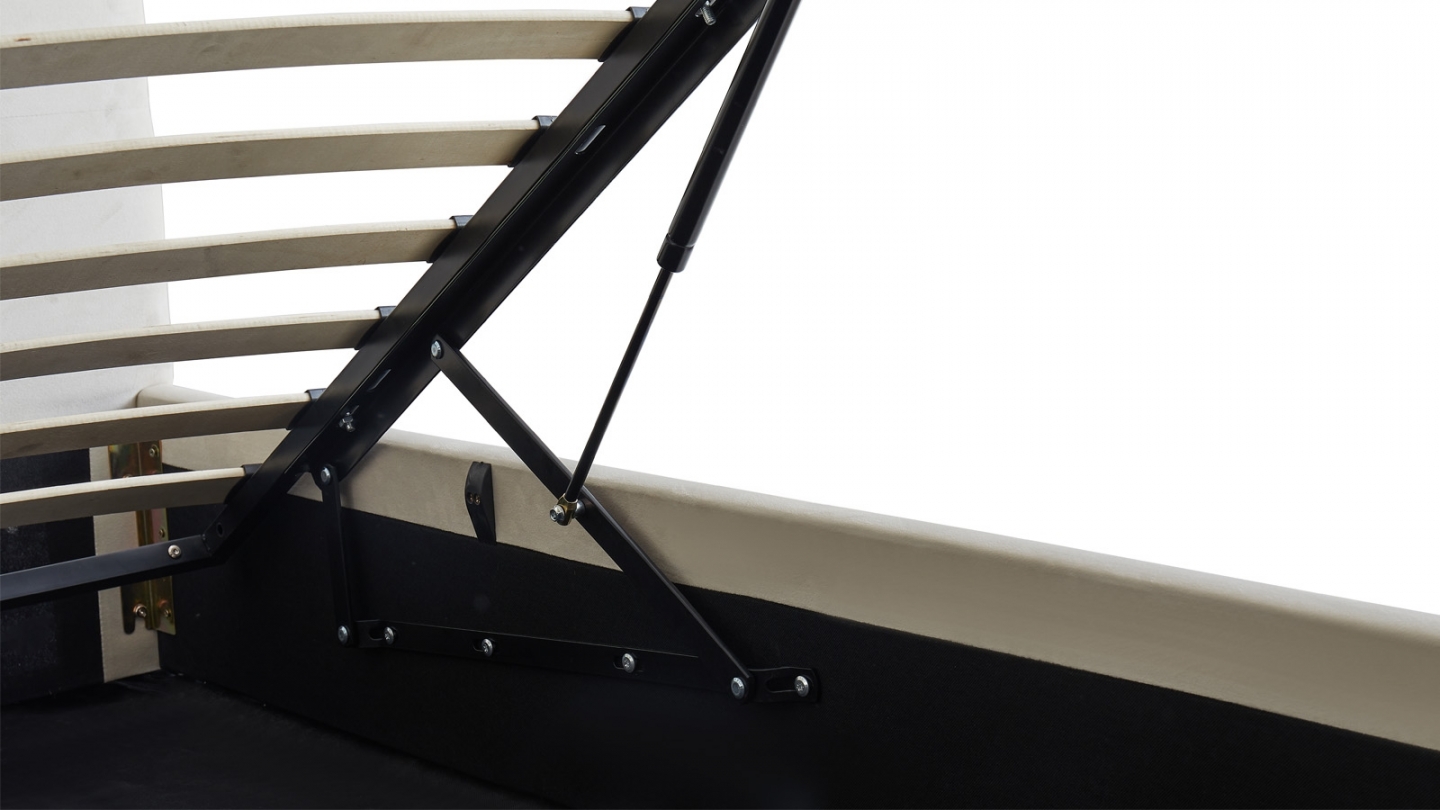 Ensemble Lit coffre adulte 160x200cm avec tête de lit en velours beige - Tina + Matelas ressorts ensachés - Spring Elite