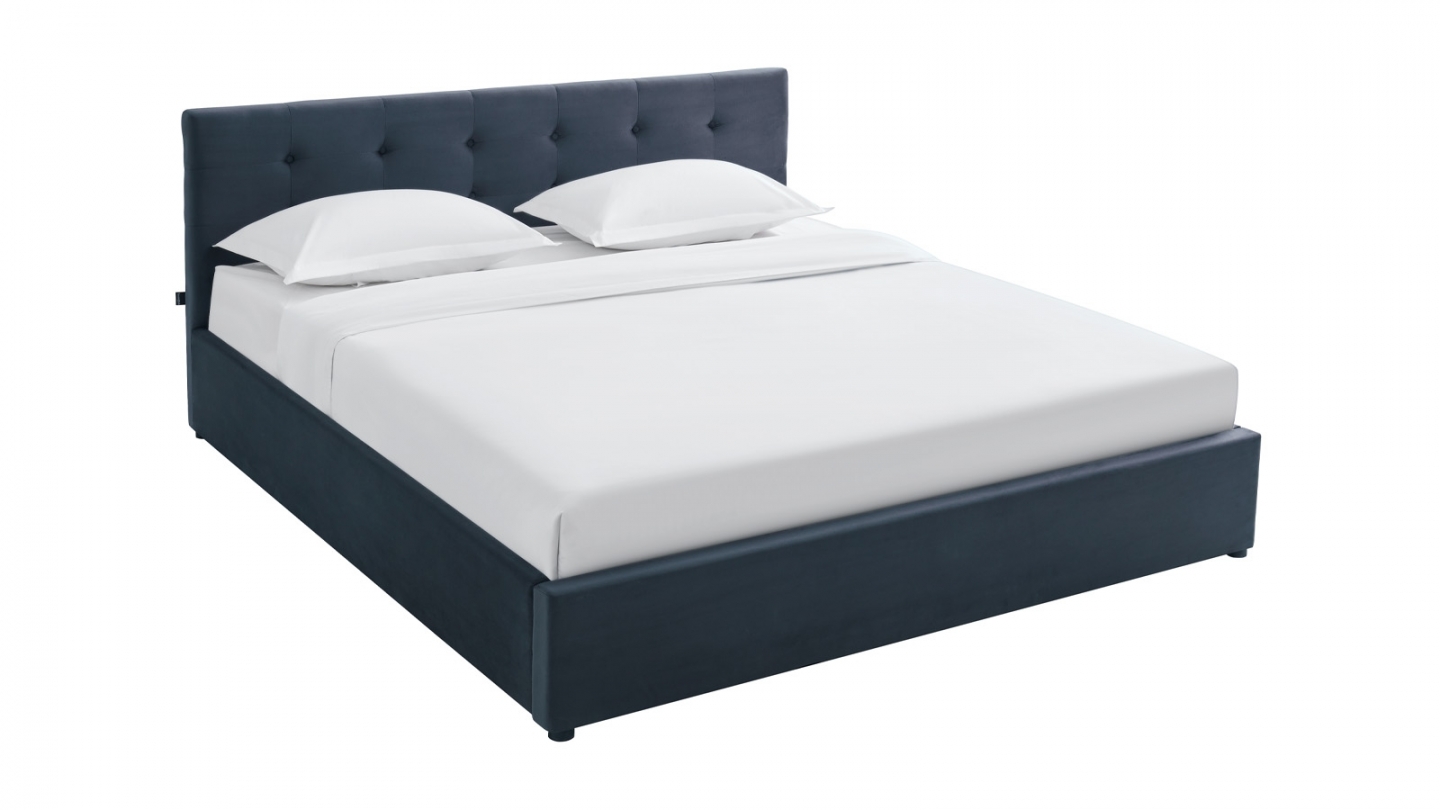 Ensemble Lit coffre adulte 140x190cm avec tête de lit en velours gris foncé - Tina + Matelas ressorts ensachés - Spring Elite