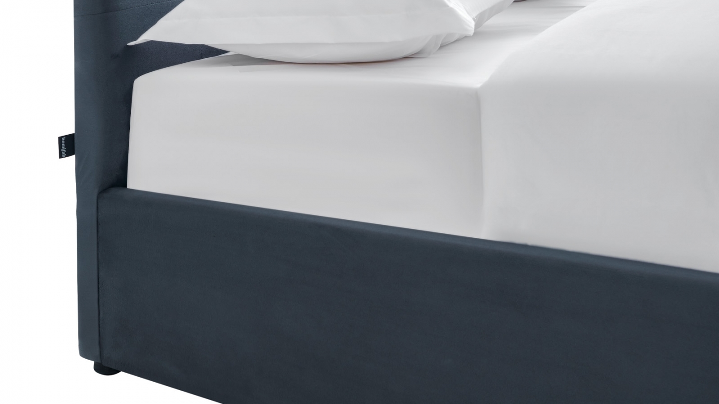Ensemble Lit coffre adulte 140x190cm avec tête de lit en velours gris foncé - Tina + Matelas ressorts ensachés - Spring Elite