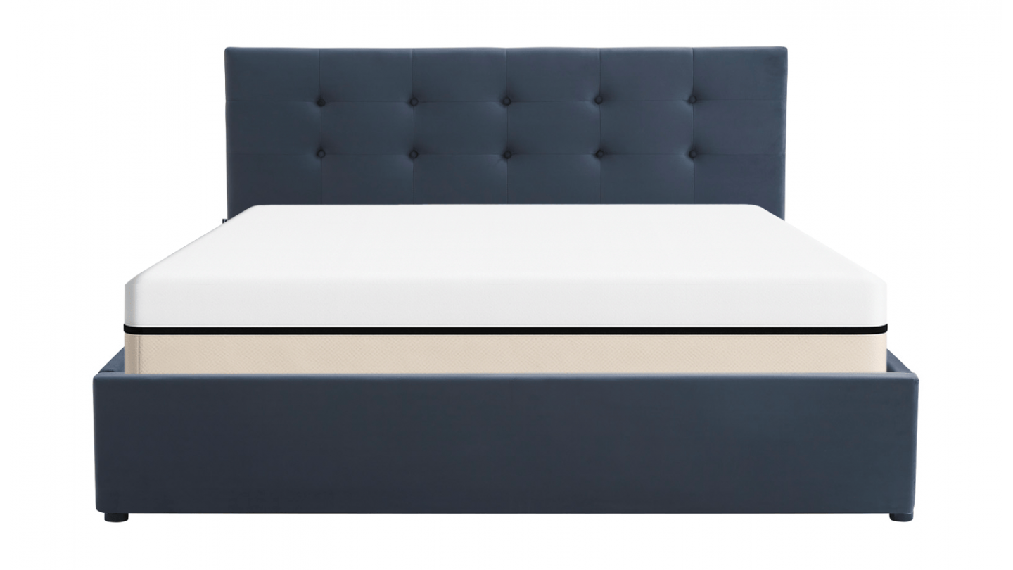 Ensemble Lit coffre adulte 180x200cm avec tête de lit en velours gris foncé - Tina + Matelas ressorts ensachés - Spring Elite Ensemble Lit coffre adulte 180x200cm avec tête de lit en velours gris foncé - Tina + Matelas ressorts ensachés - Spring Elite