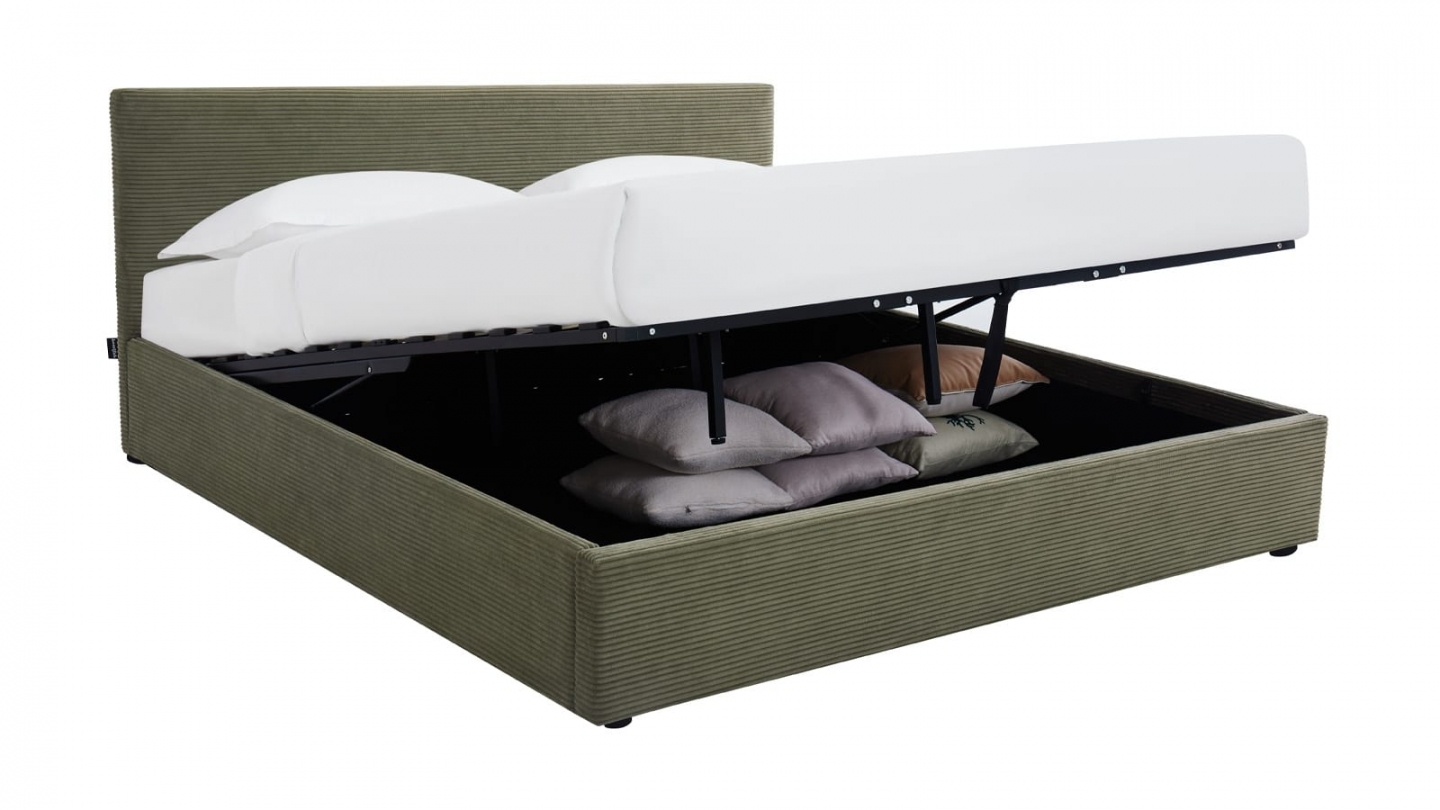 Ensemble Lit coffre adulte 180x200cm avec tête de lit en velours côtelé vert - Tina + Matelas ressorts ensachés - Spring Elite Ensemble Lit coffre adulte 180x200cm avec tête de lit en velours côtelé vert - Tina + Matelas ressorts ensachés - Spring Elite