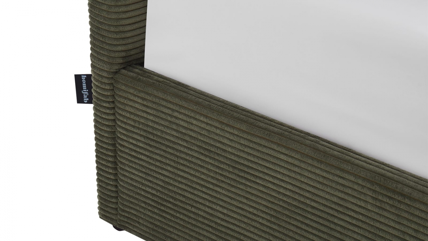 Ensemble Lit coffre adulte 160x200cm avec tête de lit en velours côtelé vert - Tina + Matelas mémoire de forme - Dual Confort