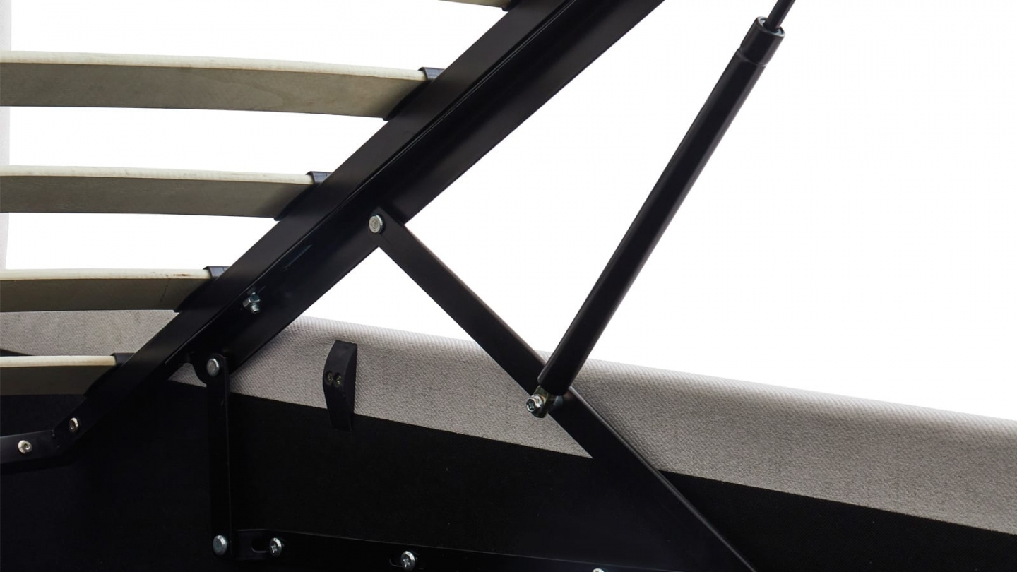 Ensemble Lit coffre adulte 160x200cm avec tête de lit en tissu beige - Tina + Matelas ressorts ensachés - Spring Elite