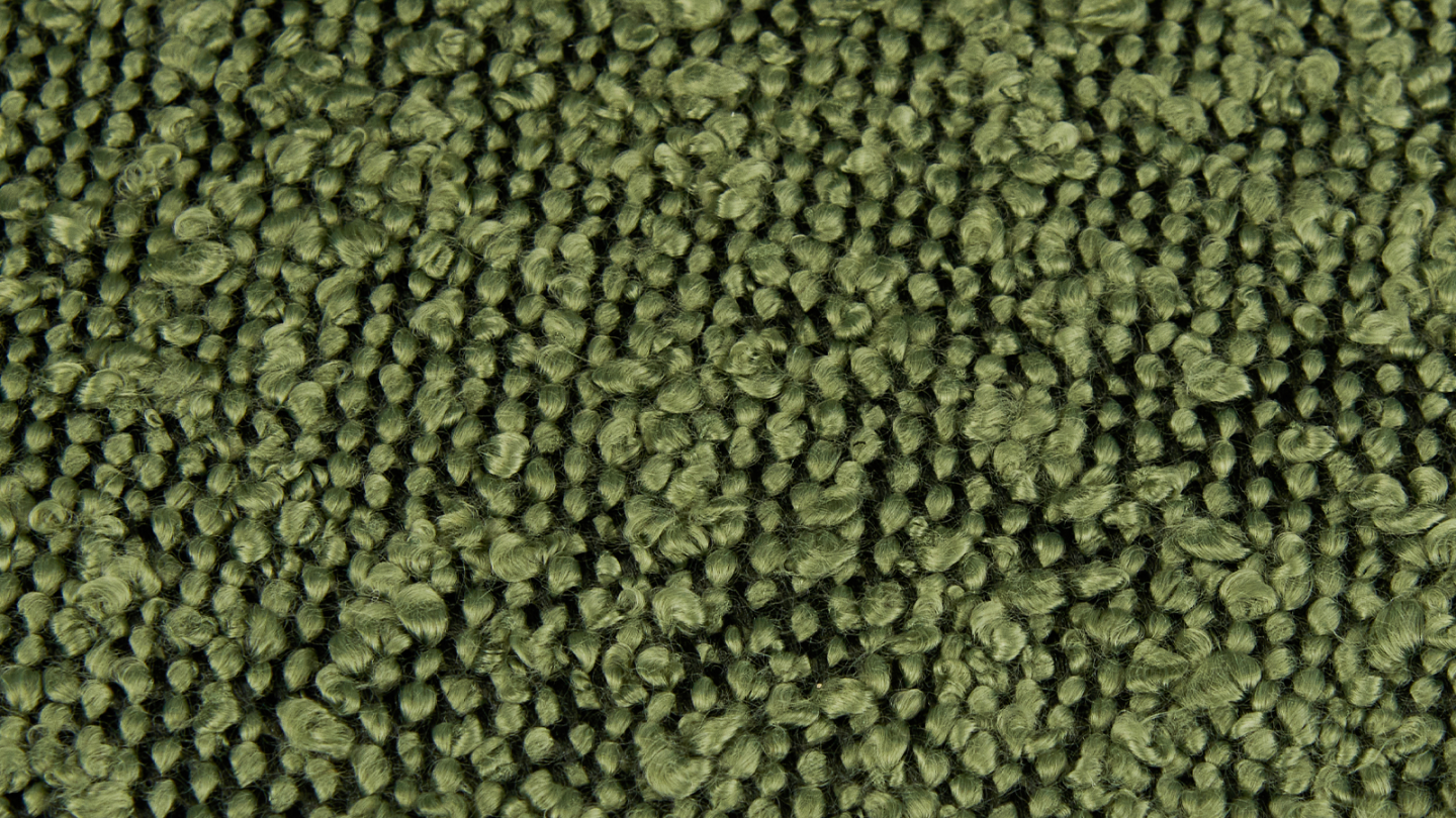 Lot de 2 tabourets de bar en tissu bouclé vert, piètement chromé - Toma