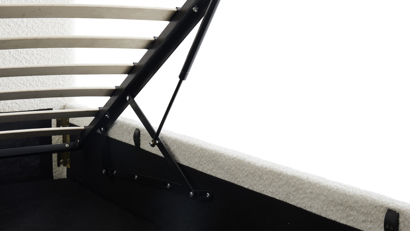 Ensemble Lit coffre adulte 180x200cm avec tête de lit en tissu bouclé beige - Tina + Matelas ressorts ensachés - Spring Elite Ensemble Lit coffre adulte 180x200cm avec tête de lit en tissu bouclé beige - Tina + Matelas ressorts ensachés - Spring Elite