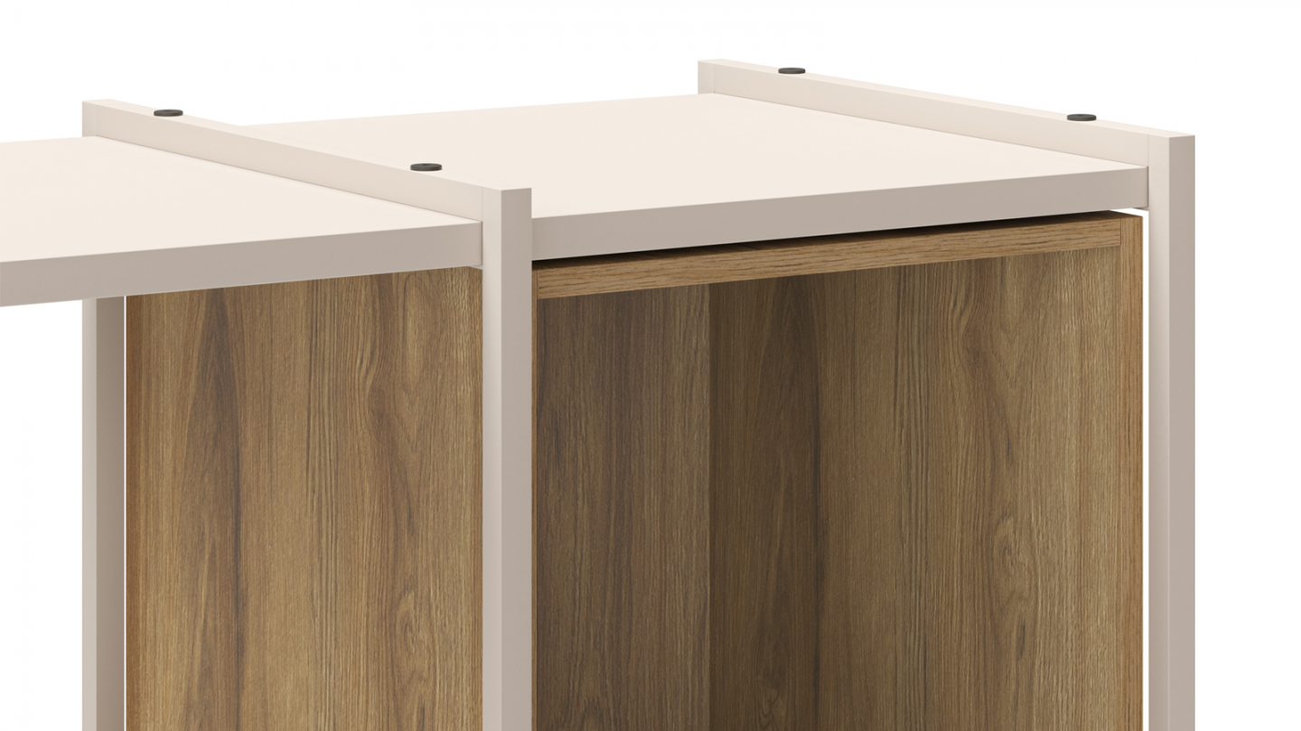 Bibliothèque 5 niveaux en métal beige 70 cm - Elie
