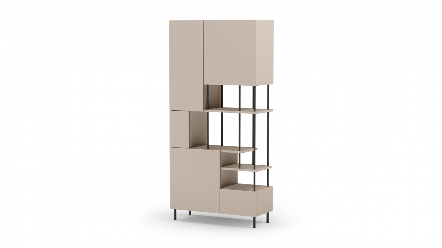 Blibliothèque 5 portes beige H175 cm - Lise