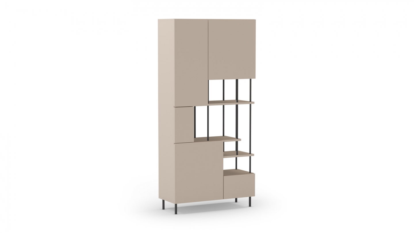 Blibliothèque 5 portes beige H175 cm - Lise